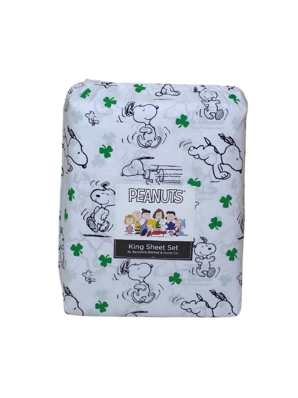 Peanuts Snoopy King Sheet Set Shamrock St Patrick's Day By Berkshire Spring